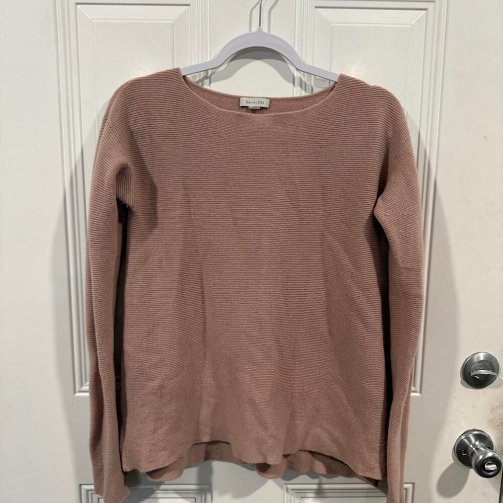 Garnet Hill 100% Cashmere Ribbed Boatneck Sweater Medium Dusty Rose Mauve